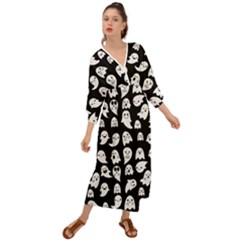 Cute Kawaii Ghost Pattern Grecian Style  Maxi Dress by Valentinaart