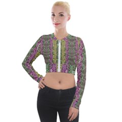 Leaves Contemplative In Pearls Free From Disturbance Long Sleeve Cropped Velvet Jacket by pepitasart