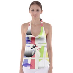 Retro Sphreres And Lines Babydoll Tankini Top by snowwhitegirl