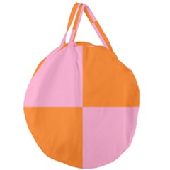 Mod Pink And Orange Squares Giant Round Zipper Tote by snowwhitegirl