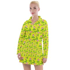 Carnation Pattern Yellow Women s Long Sleeve Casual Dress by snowwhitegirl