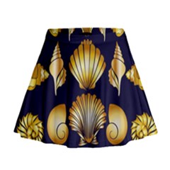 Snails See Shells Golden Mini Flare Skirt by Vaneshart