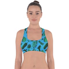 Tropical Leaves Nature Cross Back Hipster Bikini Top  by Vaneshart