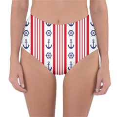 Nautical Papers Nautical Background Reversible High-waist Bikini Bottoms by Vaneshart