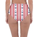 Nautical Papers Nautical Background Reversible High-Waist Bikini Bottoms View2