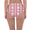 Nautical Papers Nautical Background Reversible High-Waist Bikini Bottoms View4