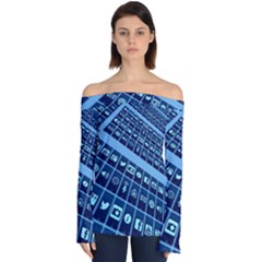 Apps Social Media Networks Internet Off Shoulder Long Sleeve Top by Vaneshart