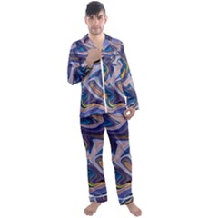 Liquid Marble Background Men s Satin Pajamas Long Pants Set by Vaneshart