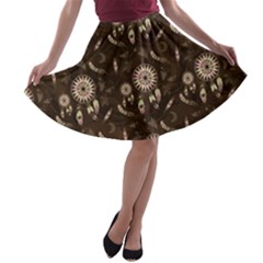 Wonderful Pattern With Dreamcatcher A-line Skater Skirt by FantasyWorld7