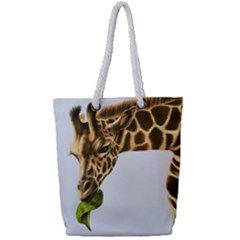 300dpi Giraffe Full Print Rope Handle Tote (small) by ArtByThree