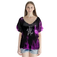 Fushion By Traci K V-neck Flutter Sleeve Top by tracikcollection