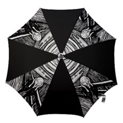 The Scream Edvard Munch 1893 Original Lithography Black And White Engraving Hook Handle Umbrellas (small) by snek