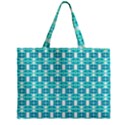 Teal White  Abstract Pattern Zipper Mini Tote Bag View2