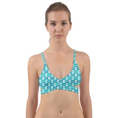 Teal White  Abstract Pattern Wrap Around Bikini Top by BrightVibesDesign