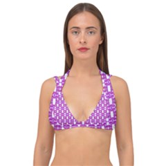 Pink  White  Abstract Pattern Double Strap Halter Bikini Top by BrightVibesDesign
