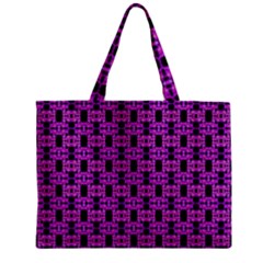 Pink Black Abstract Pattern Zipper Mini Tote Bag by BrightVibesDesign