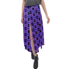 Purple Black Abstract Pattern Velour Split Maxi Skirt by BrightVibesDesign