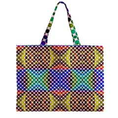Colorful Circle Abstract White Brown Blue Yellow Zipper Mini Tote Bag by BrightVibesDesign