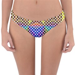 Colorful Circle Abstract White Brown Blue Yellow Reversible Hipster Bikini Bottoms by BrightVibesDesign