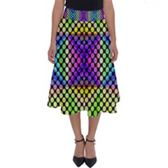 Bright  Circle Abstract Black Yellow Purple Green Blue Perfect Length Midi Skirt by BrightVibesDesign