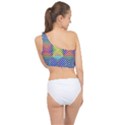 Colorful Circle Abstract White  Blue Yellow Red Spliced Up Bikini Top  View2