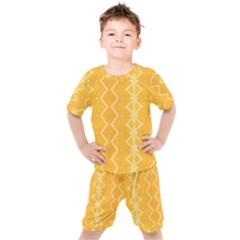 Pattern Yellow Kids  Tee And Shorts Set by HermanTelo