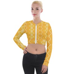 Pattern Yellow Long Sleeve Cropped Velvet Jacket by HermanTelo