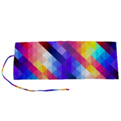 Abstract Blue Background Colorful Pattern Roll Up Canvas Pencil Holder (s) by HermanTelo