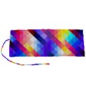 Abstract Blue Background Colorful Pattern Roll Up Canvas Pencil Holder (S) View1