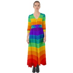 Rainbow Background Colorful Button Up Boho Maxi Dress by HermanTelo