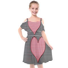 Heart Stripes Symbol Striped Kids  Cut Out Shoulders Chiffon Dress by HermanTelo