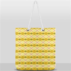 Pattern Pink Yellow Full Print Rope Handle Tote (large) by HermanTelo