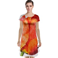 Tulip Watercolor Red And Black Stripes Cap Sleeve Nightdress by picsaspassion