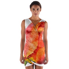 Tulip Watercolor Red And Black Stripes Wrap Front Bodycon Dress by picsaspassion