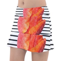 Tulip Watercolor Red And Black Stripes Tennis Skorts by picsaspassion
