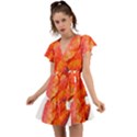 Spring Tulip red watercolor aquarel Flutter Sleeve Wrap Dress View1