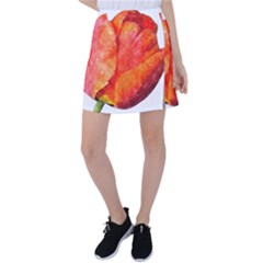 Spring Tulip Red Watercolor Aquarel Tennis Skirt by picsaspassion