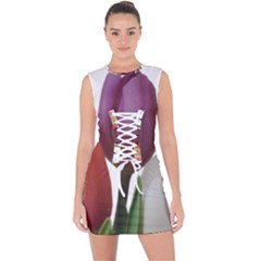 Tulips Spring Bouquet Lace Up Front Bodycon Dress by picsaspassion