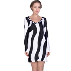 Wild Zebra Pattern Black And White Long Sleeve Nightdress by picsaspassion