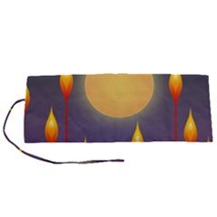 Night Moon Flora Background Roll Up Canvas Pencil Holder (s) by HermanTelo