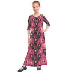 Background Abstract Pattern Kids  Quarter Sleeve Maxi Dress by HermanTelo