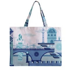 Blue City Building Fantasy Zipper Mini Tote Bag by Vaneshart