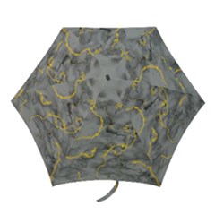 Marble Neon Retro Light Gray With Gold Yellow Veins Texture Floor Background Retro Neon 80s Style Neon Colors Print Luxuous Real Marble Mini Folding Umbrellas by genx