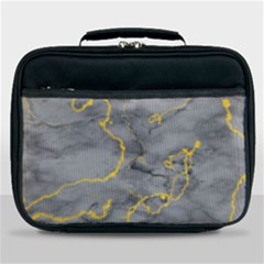 Marble Neon Retro Light Gray With Gold Yellow Veins Texture Floor Background Retro Neon 80s Style Neon Colors Print Luxuous Real Marble Lunch Bag by genx