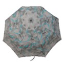Marble light gray with bright cyan blue veins texture floor background retro neon 80s style neon colors print luxuous real marble Folding Umbrellas View1
