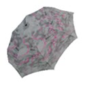 Marble light gray with bright magenta pink veins texture floor background retro neon 80s style neon colors print luxuous real marble Folding Umbrellas View2