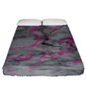 Marble light gray with bright magenta pink veins texture floor background retro neon 80s style neon colors print luxuous real marble Fitted Sheet (Queen Size) View1