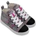 Marble light gray with bright magenta pink veins texture floor background retro neon 80s style neon colors print luxuous real marble Kids  Mid-Top Canvas Sneakers View3
