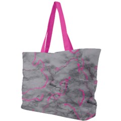 Marble Light Gray With Bright Magenta Pink Veins Texture Floor Background Retro Neon 80s Style Neon Colors Print Luxuous Real Marble Simple Shoulder Bag by genx