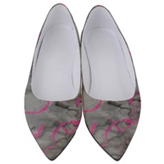 Marble Light Gray With Bright Magenta Pink Veins Texture Floor Background Retro Neon 80s Style Neon Colors Print Luxuous Real Marble Women s Low Heels by genx